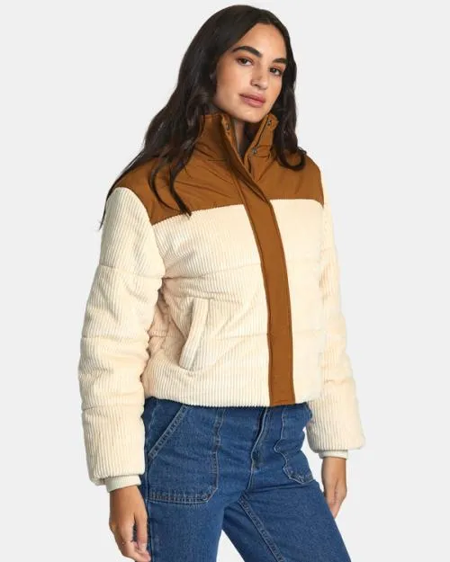 Rvca Eezeh Peaasy Puffer Jacket Latte Women Jackets