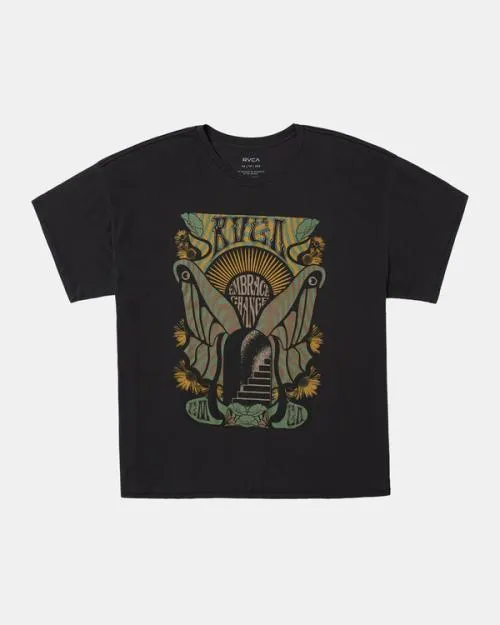 Rvca Embrace Change TShirt Washed Black Women Tees and Tanks