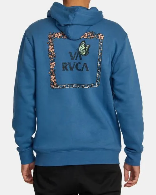 Rvca Food Chain Hoodie Cool Blue Men Hoodies and Sweatshirts