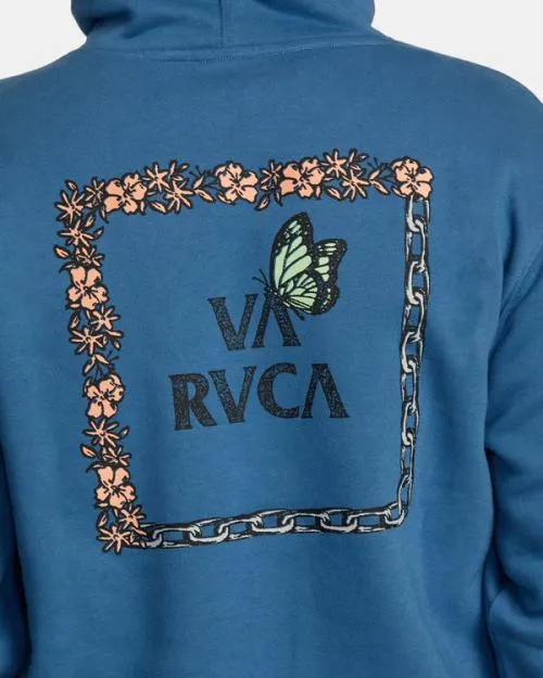 Rvca Food Chain Hoodie Cool Blue Men Hoodies and Sweatshirts