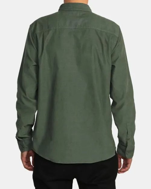 Rvca Freeman Cord Long Sleeve Shirt Jade Men Shirts and Flannels