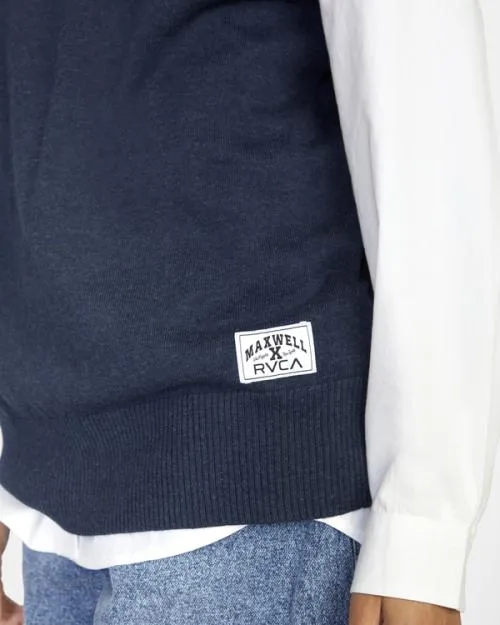 Rvca Hometown Sweater Vest Moody Blue Women Sweaters