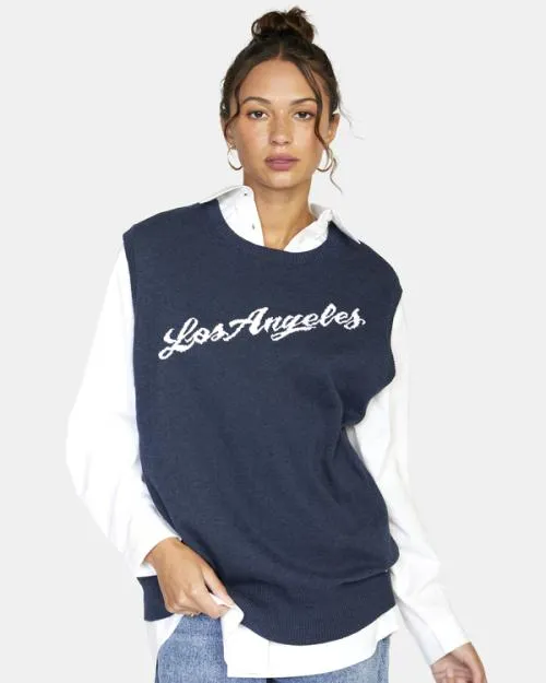 Rvca Hometown Sweater Vest Moody Blue Women Sweaters