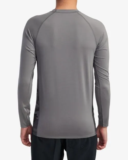Rvca Island Hex Long Sleeve Rashguard Charcoal Surf Rashguards and Surf Tees