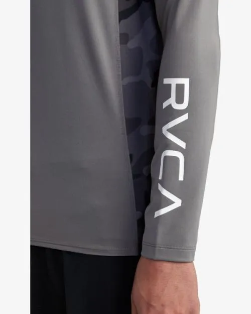 Rvca Island Hex Long Sleeve Rashguard Charcoal Surf Rashguards and Surf Tees
