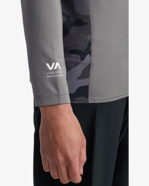 Rvca Island Hex Long Sleeve Rashguard Charcoal Surf Rashguards and Surf Tees