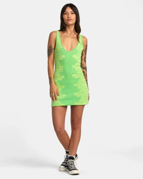 Rvca Mai Tai Knitted Bodycon Dress Green Flash Women Dresses and Rompers