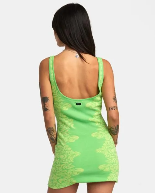 Rvca Mai Tai Knitted Bodycon Dress Green Flash Women Dresses and Rompers