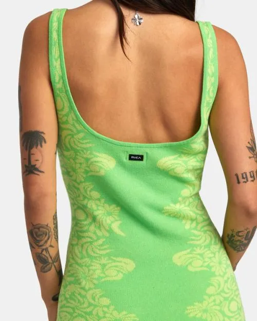 Rvca Mai Tai Knitted Bodycon Dress Green Flash Women Dresses and Rompers