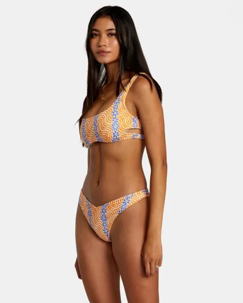 Rvca Micro Magic Reversible High Leg Bikini Bottoms Tangerine Women Bikini Bottoms
