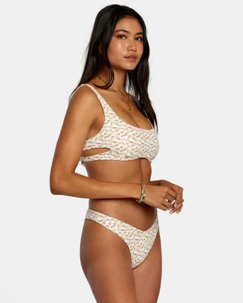 Rvca Micro Magic Reversible High Leg Bikini Bottoms Tangerine Women Bikini Bottoms