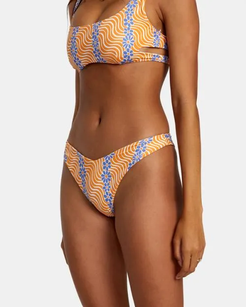 Rvca Micro Magic Reversible High Leg Bikini Bottoms Tangerine Women Bikini Bottoms