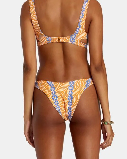 Rvca Micro Magic Reversible High Leg Bikini Bottoms Tangerine Women Bikini Bottoms