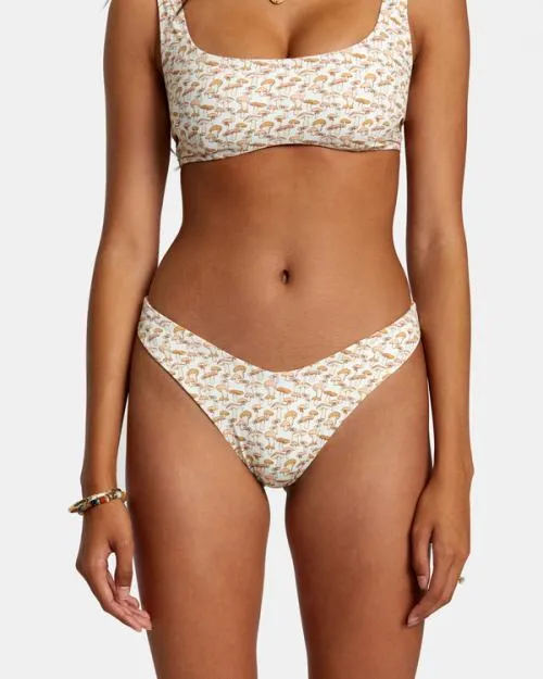 Rvca Micro Magic Reversible High Leg Bikini Bottoms Tangerine Women Bikini Bottoms