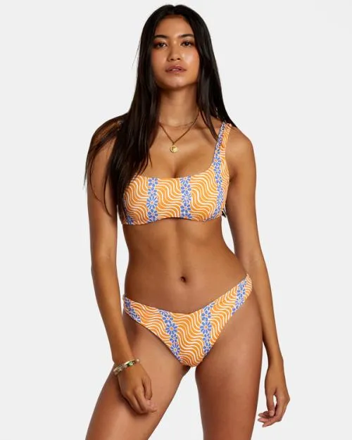 Rvca Micro Magic Reversible High Leg Bikini Bottoms Tangerine Women Bikini Bottoms