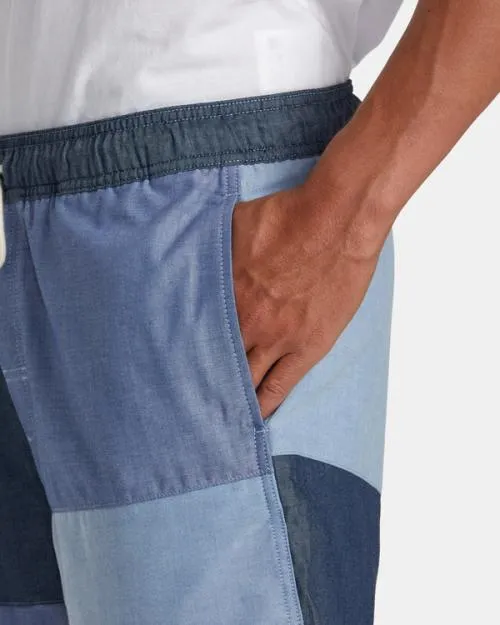 Rvca Patchwork Elastic 17034 Elastic Shorts Blue Men Shorts and Hybrids