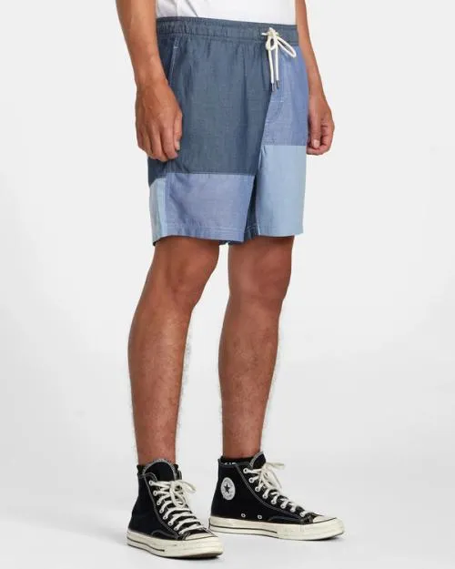 Rvca Patchwork Elastic 17034 Elastic Shorts Blue Men Shorts and Hybrids