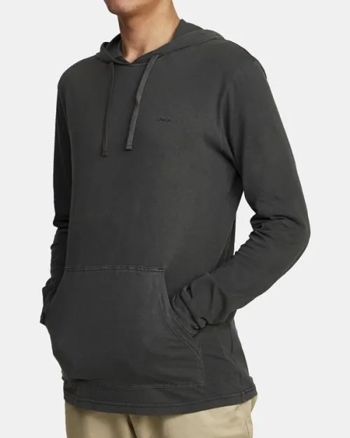 Rvca PTC PIGMENT HOODED LONG SLEEVE TEE Pirate Black Men Tees and Tanks