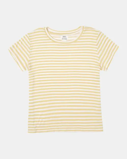 Rvca Recess 3 Crewneck Tee Golden Women Tees and Tanks
