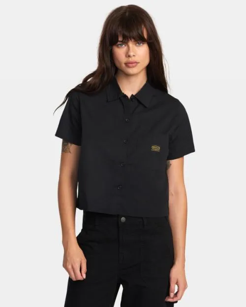 Rvca Recession Short Sleeve Shirt Rvca Black Women Tops