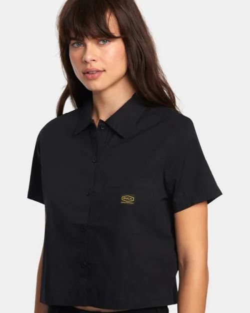 Rvca Recession Short Sleeve Shirt Rvca Black Women Tops