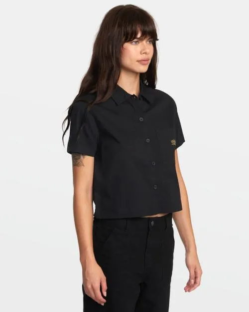 Rvca Recession Short Sleeve Shirt Rvca Black Women Tops