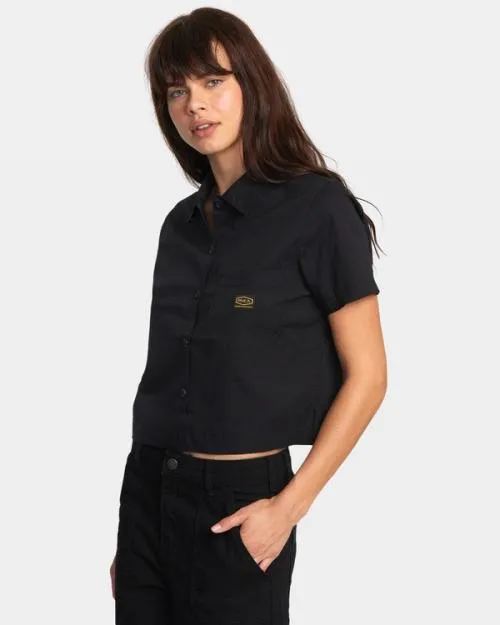 Rvca Recession Short Sleeve Shirt Rvca Black Women Tops