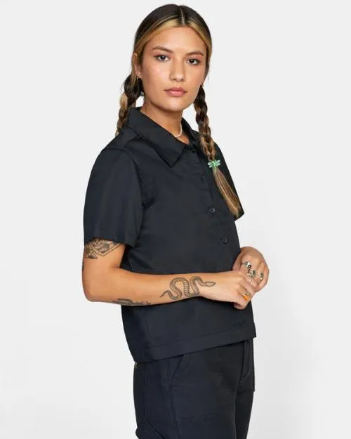 Rvca Recession Short Sleeve Shirt Rvca Black Women Tops