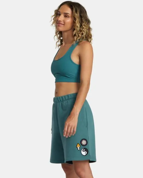 Rvca Rose Machado Baggy Oversized Sweat Shorts Teal WomenMen Shorts and Skirts