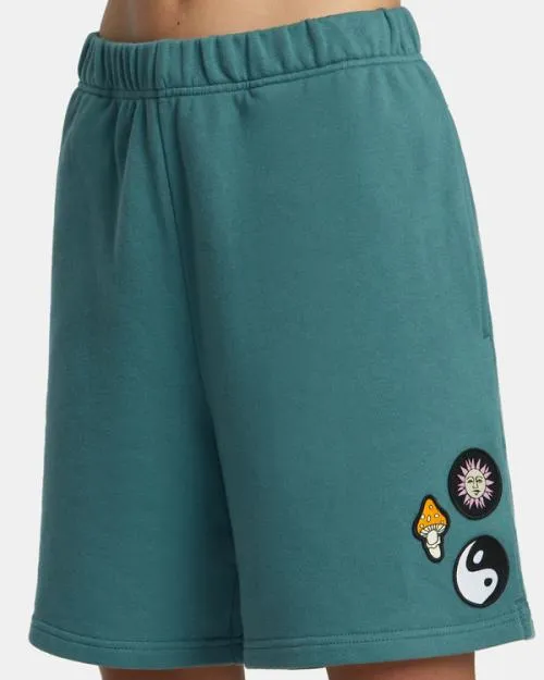 Rvca Rose Machado Baggy Oversized Sweat Shorts Teal WomenMen Shorts and Skirts
