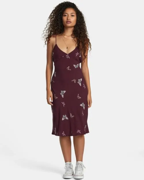 Rvca Rose Namajunas Oh Lord Midi Dress Rose Pink Women Dresses and Rompers