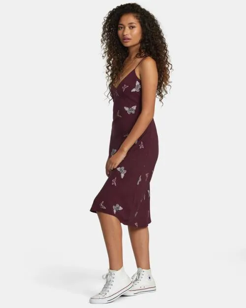 Rvca Rose Namajunas Oh Lord Midi Dress Rose Pink Women Dresses and Rompers