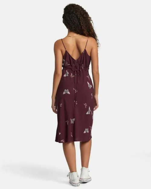 Rvca Rose Namajunas Oh Lord Midi Dress Rose Pink Women Dresses and Rompers