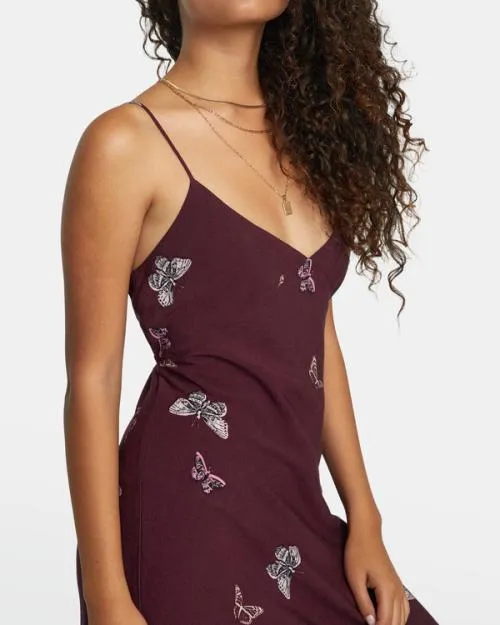 Rvca Rose Namajunas Oh Lord Midi Dress Rose Pink Women Dresses and Rompers