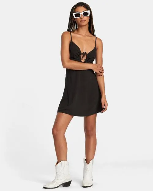 Rvca Seniesa Chained Mini Dress Pirate Black Women Dresses and Rompers