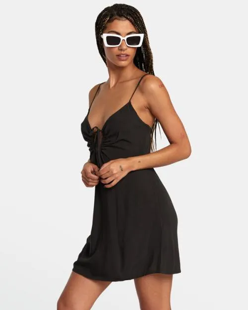 Rvca Seniesa Chained Mini Dress Pirate Black Women Dresses and Rompers