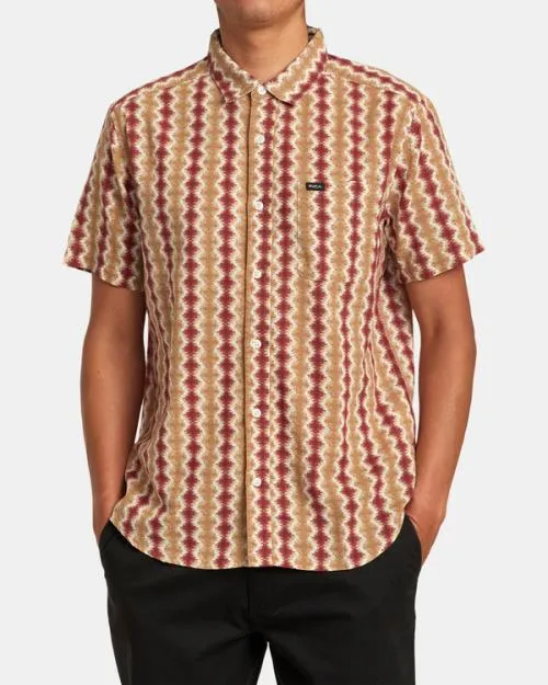 Rvca Shima Gauze Short Sleeve Shirt Cinnabar Men Shirts and Flannels