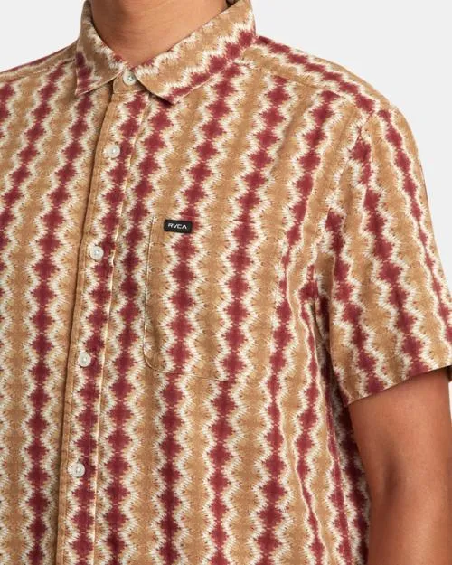 Rvca Shima Gauze Short Sleeve Shirt Cinnabar Men Shirts and Flannels
