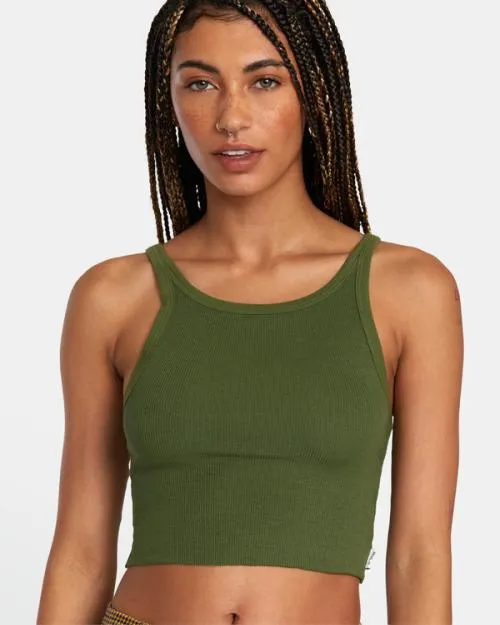Rvca Slide Tank Top Leaf Women Tops