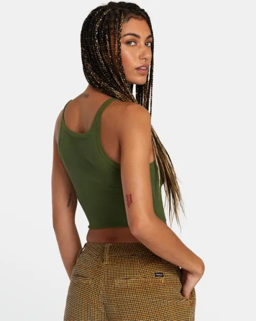 Rvca Slide Tank Top Leaf Women Tops