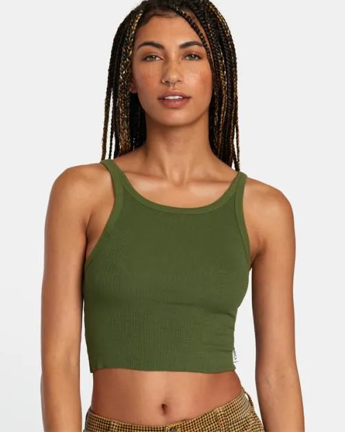 Rvca Slide Tank Top Leaf Women Tops