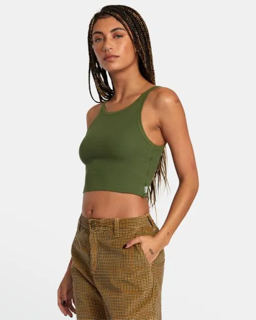 Rvca Slide Tank Top Leaf Women Tops