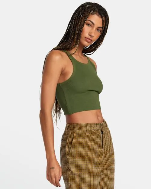 Rvca Slide Tank Top Leaf Women Tops