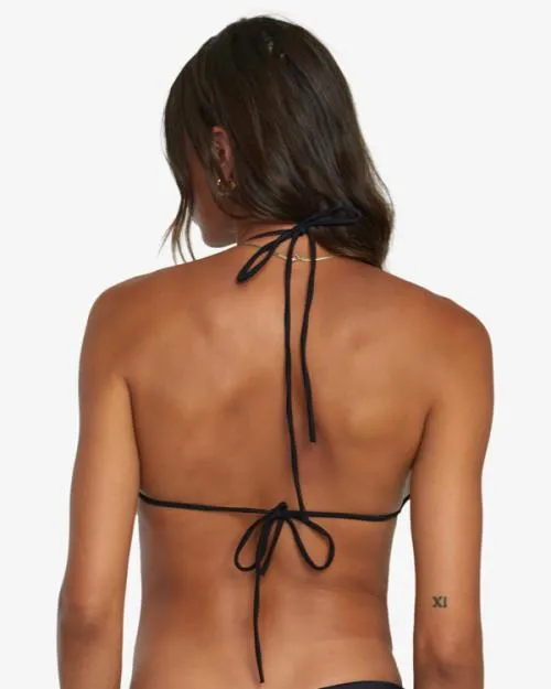 Rvca Solid Halter Triangle Bikini Top Black Women Bikini Tops