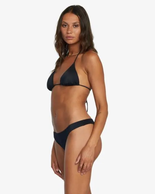 Rvca Solid Halter Triangle Bikini Top Black Women Bikini Tops