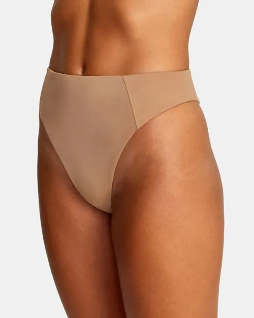 Rvca Solid High Rise Cheeky Bikini Bottoms Wood Women Bikini Bottoms