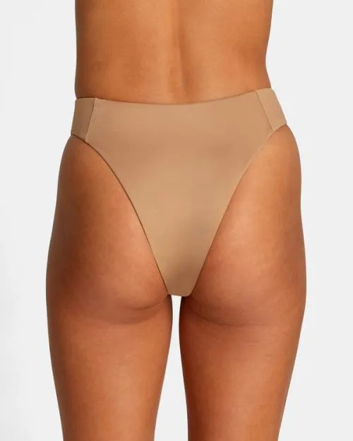 Rvca Solid High Rise Cheeky Bikini Bottoms Wood Women Bikini Bottoms