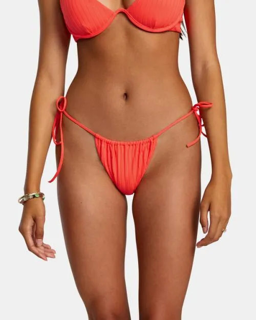 Rvca Solid Streak Skimpy Bikini Bottoms Neon Red Women Bikini Bottoms