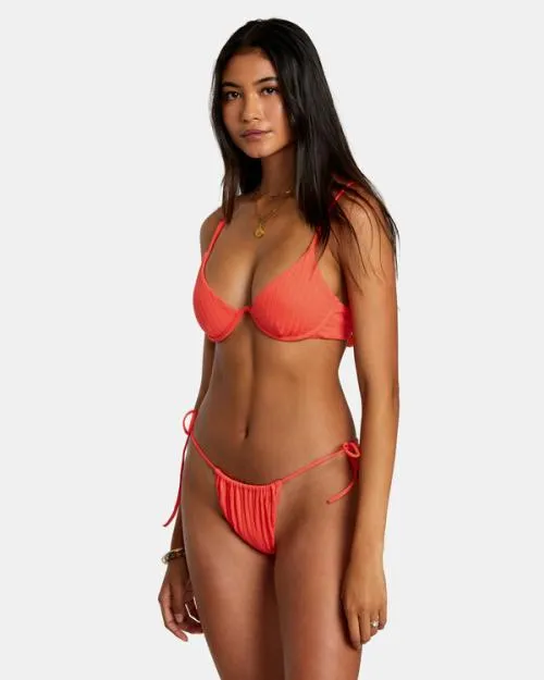 Rvca Solid Streak Skimpy Bikini Bottoms Neon Red Women Bikini Bottoms