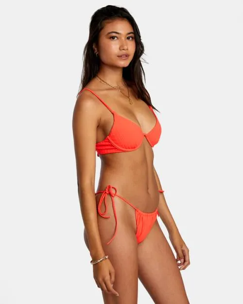 Rvca Solid Streak Skimpy Bikini Bottoms Neon Red Women Bikini Bottoms